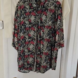 BRUNO Brand Men's Silk Floral Print Tropical Shirt